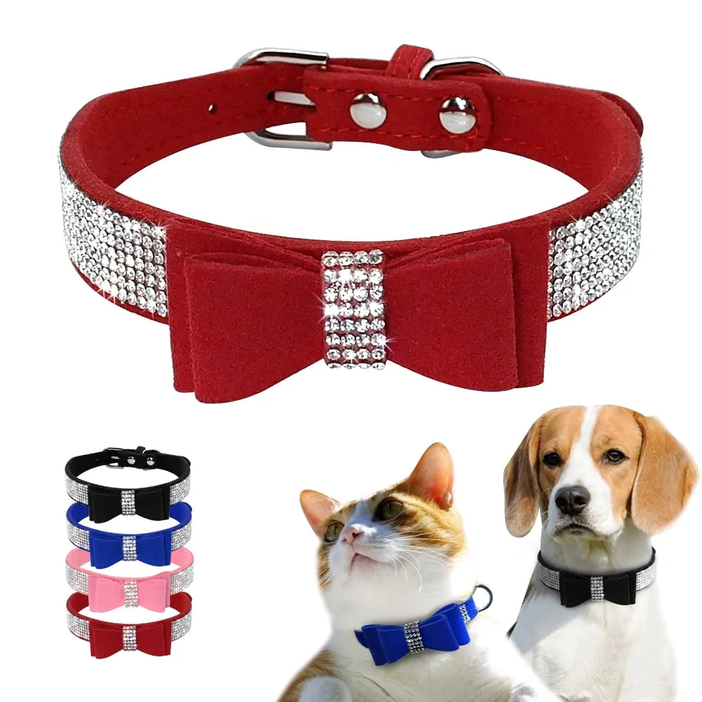 Chic Leather Bowknot Pet Collar