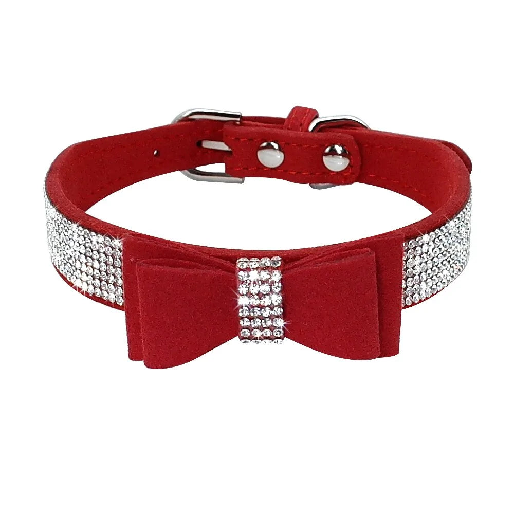 Chic Leather Bowknot Pet Collar